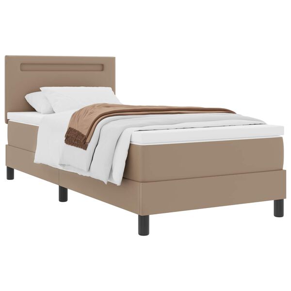 vidaXL Letto a molle Cappuccino 90 x 200 cm Pelle sintetica
