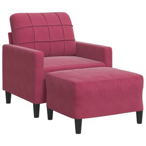 vidaXL Poltrona con Poggiapiedi Rosso Vino 60 cm in Velluto