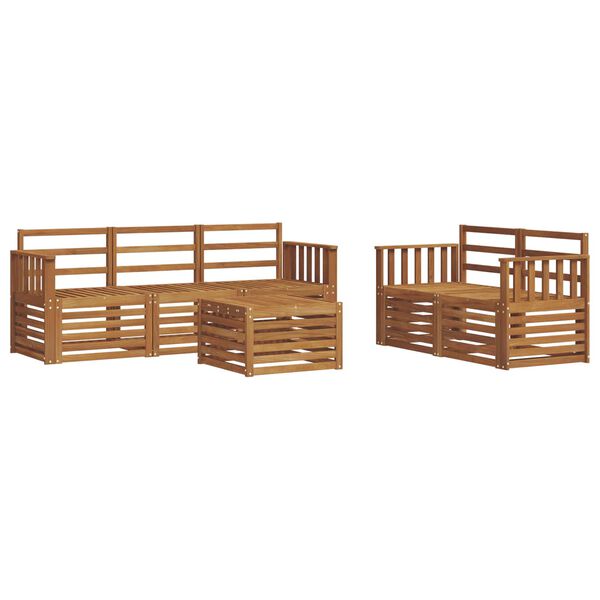 vidaXL Set divani 6 pcs Naturale Legno di Acacia Massello