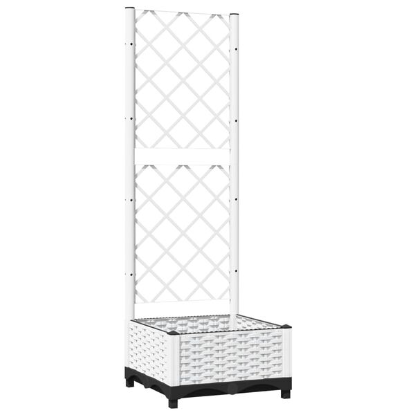 vidaXL Fioriera da Giardino con Graticcio Bianco 40x40x121,5 cm PP