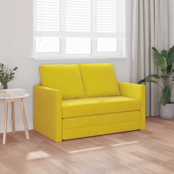 vidaXL Divano Letto da Terra 2 in 1 Giallo Scuro 122x204x55 cm Velluto