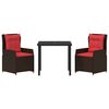 vidaXL Set da Pranzo per Giardino 3 pcs Marrone Poly Rattan