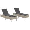 vidaXL Lettino Prendisole 2 pz con Cuscini Grigio Chiaro in Polyrattan