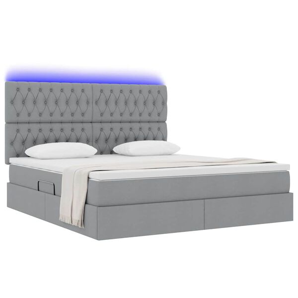 vidaXL Letto con contenitore e LED Grigio chiaro 160 x 200 cm