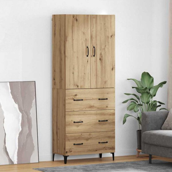 vidaXL Credenza con cassetto Rovere artigianale 69,5 x 34 x 180 cm