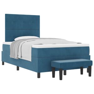 vidaXL Letto a molle con materasso Blu scuro 120 x 190 cm Velluto