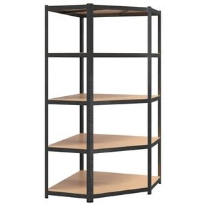 vidaXL Scaffale Angolare Resistente 5 Ripiani Grigio Acciaio e Legno