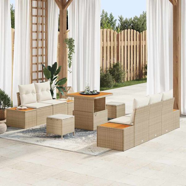 vidaXL Set Divano da Giardino 8 pcs Beige polyrattan