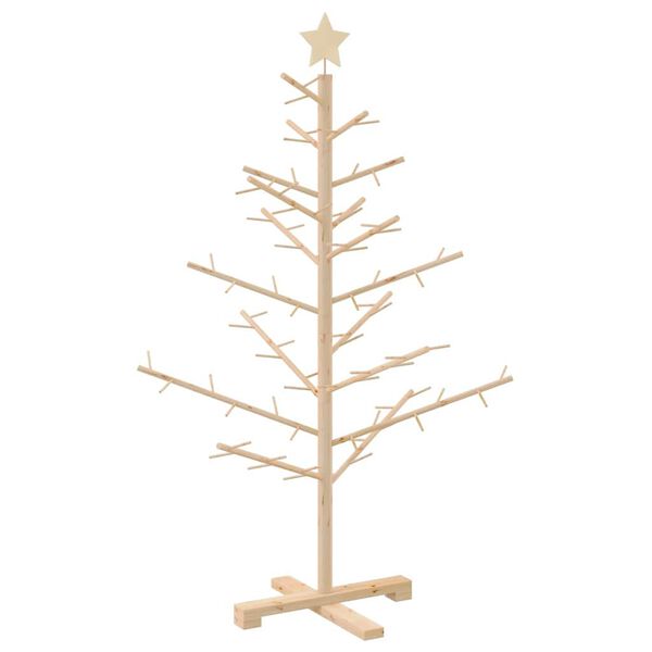 vidaXL Albero di Natale in legno con supporto Naturale 125 cm