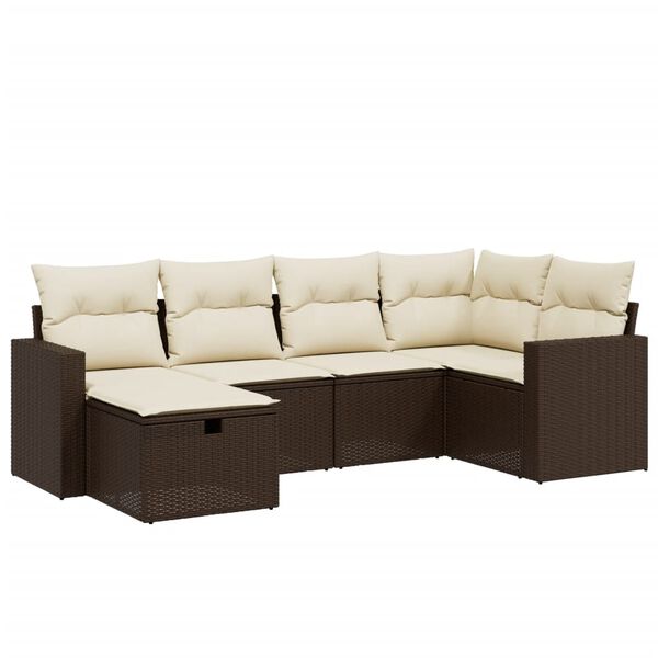 vidaXL Set Divano da Giardino 6 pz con Cuscini Marrone in Polyrattan