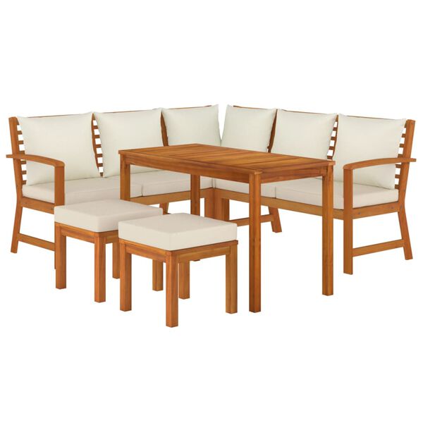 vidaXL Set da Pranzo da Giardino 6pz con Cuscini Legno Massello Acacia