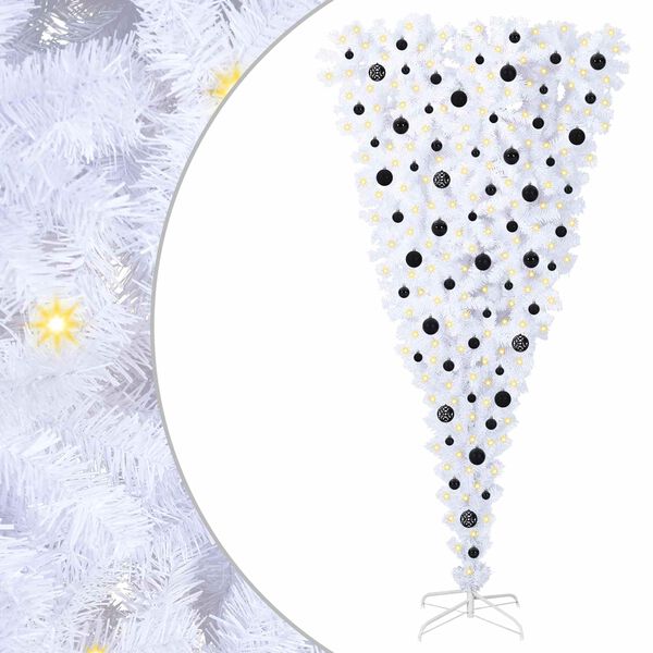 vidaXL Albero di Natale artificiale Bianco 210 cm PVC e Acciaio