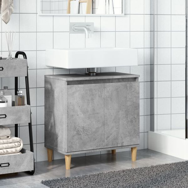 vidaXL Mobile Lavabo Grigio Cemento 58x33x60 cm in Legno Multistrato
