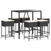vidaXL Set Bar da Giardino 7 pz con Cuscini in Polyrattan Nero