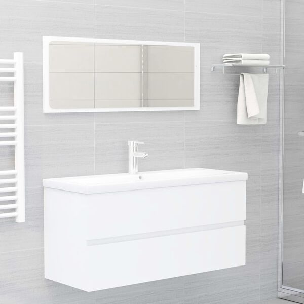 vidaXL Mobile Lavabo Bianco 100x38,5x45 cm in Legno Multistrato