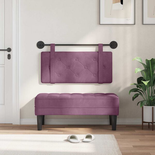 vidaXL Testata appesa Montaggio a parete Viola 90 x 55 x 5 cm Velluto