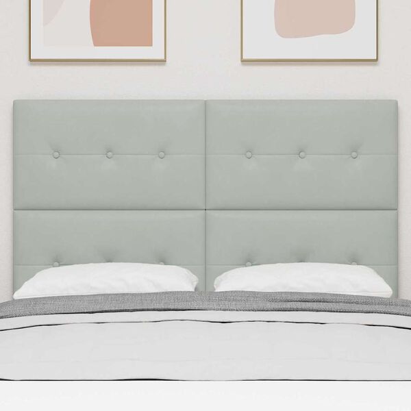 vidaXL Testiera con luci a strisce a LED Grigio chiaro 72 cm Velluto