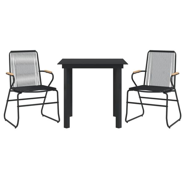 vidaXL Set da Pranzo da Giardino 3 pz Nero in Rattan PVC