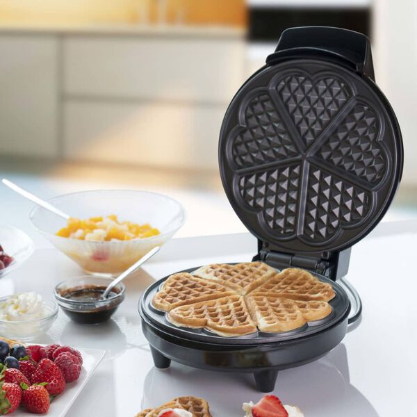 Bestron Piastra per Waffle a Cuore AWM700S 700W Nero/Inox
