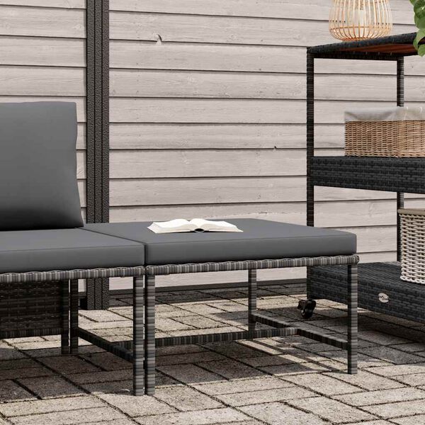 vidaXL Poggiapiedi Modulare con Cuscino in Polyrattan Grigio