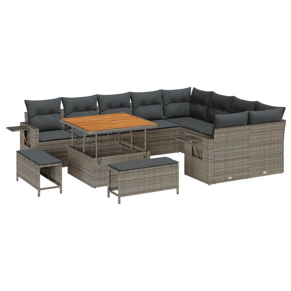 vidaXL Set Divano da Giardino 12 pcs Grigio polyrattan