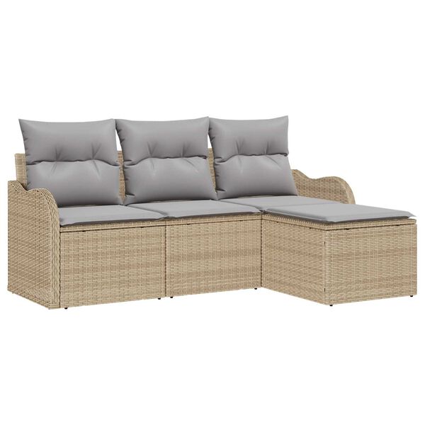 vidaXL Set Divano da Giardino con cuscino 4 pcs Beige polyrattan