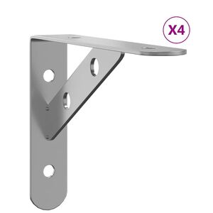 vidaXL Staffe per Mensola 4 pz 15x2,5x11,5 cm in Acciaio Inox Argento
