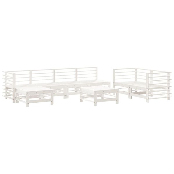 vidaXL Set Salotto da Giardino 8 pz in Legno Massello di Pino Bianco