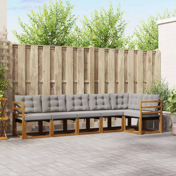 vidaXL Set di divani da esterno 6 pcs Grigio Naturale e Chiaro