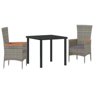 vidaXL Set da Pranzo per Giardino 3 pz Grigio