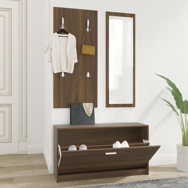 vidaXL Set Scarpiere 3 in 1 rovere marrone in Legno Multistrato