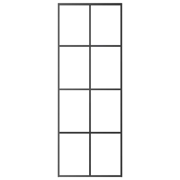 vidaXL Porta Scorrevole Nera 76x205 cm in Vetro ESG e Alluminio