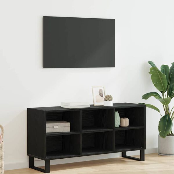 vidaXL Mobile TV Rovere Nero 103,5 x 30 x 50 cm Legno multistrato
