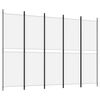 vidaXL Divisorio a 5 Pannelli Bianco 250x180 cm Tessuto