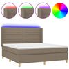 vidaXL Letto a Molle con Materasso e LED Tortora 160x200 cm in Tessuto
