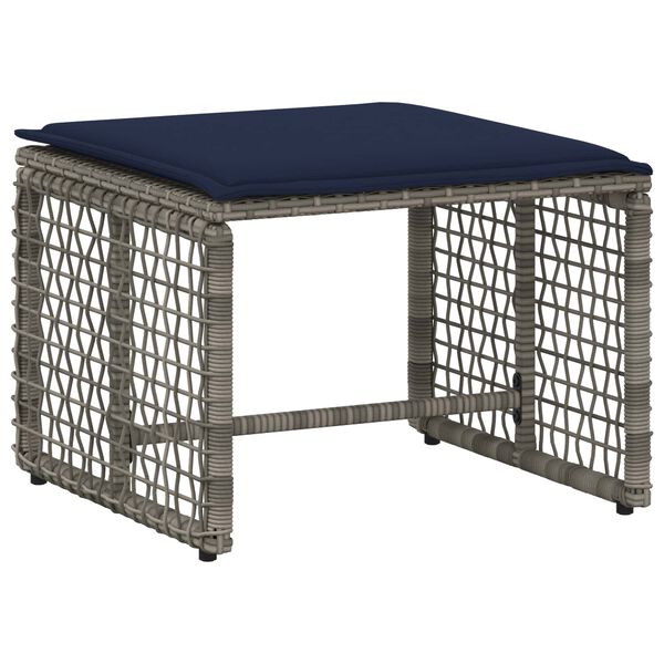 vidaXL Set di Mobili da Esterno con cuscino 5 pcs Grigio e Blu Navy