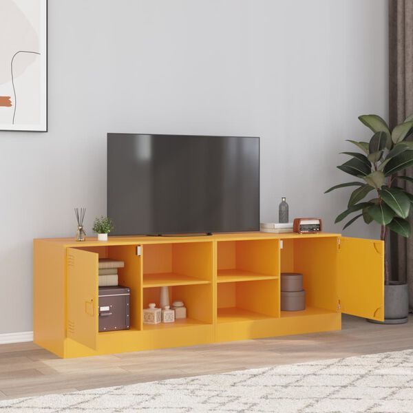 vidaXL Mobili TV 2 pz Giallo Senape 67x39x44 cm in Acciaio