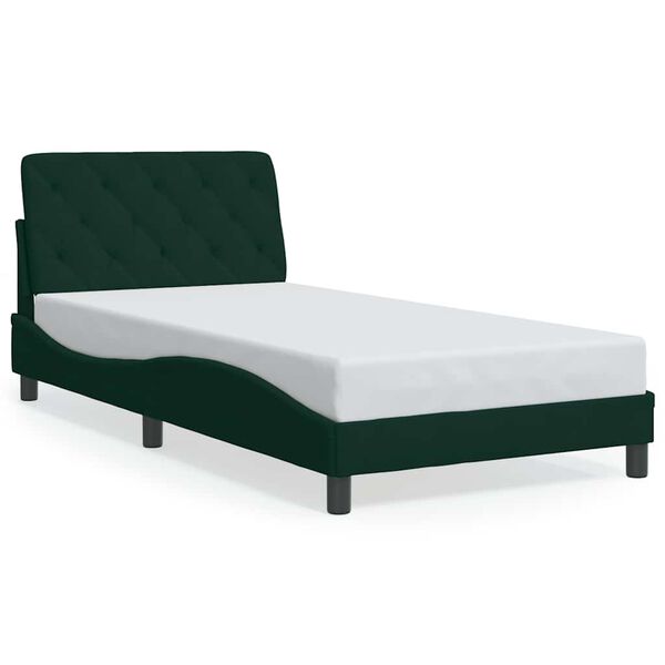 vidaXL Giroletto senza Materasso Verde Scuro 100x200 cm in Velluto