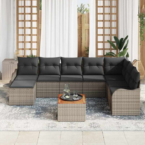 vidaXL Set Divano da Giardino 9 pcs Grigio polyrattan