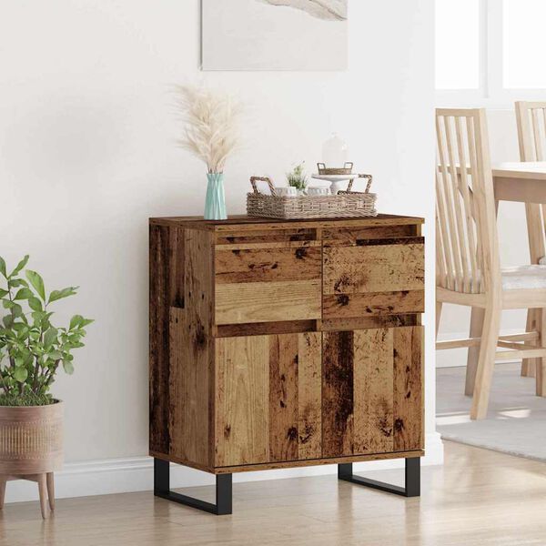 vidaXL Credenza con cassetto Legno vecchio 60 x 35 x 70 cm