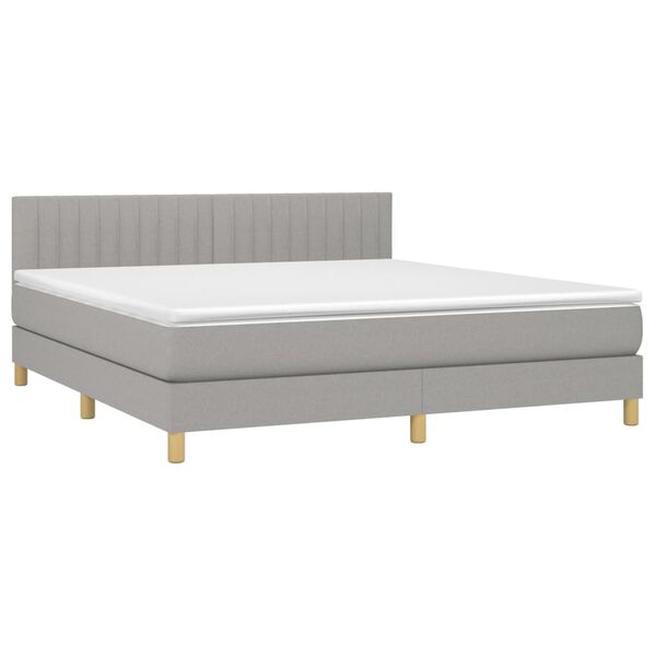 vidaXL Letto a Molle Materasso e LED Grigio Chiaro 180x200 cm Tessuto