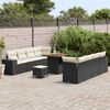 vidaXL Set Divano da Giardino 11 pcs Nero e Crema polyrattan