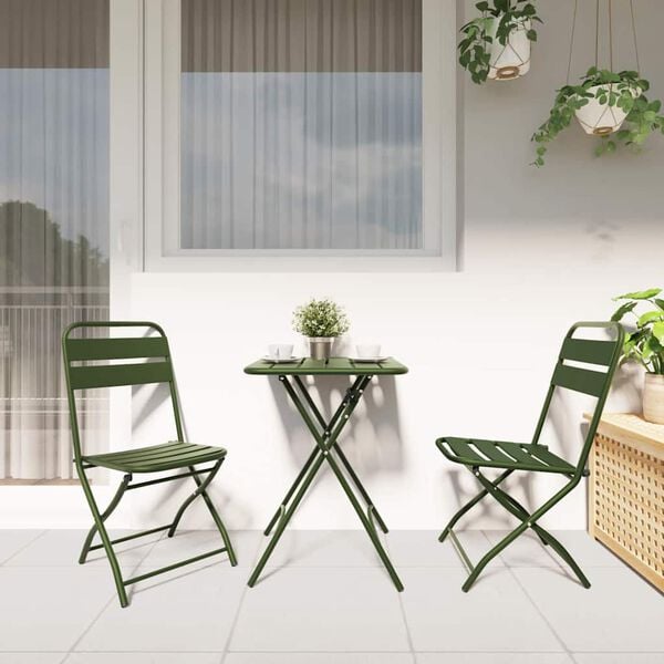 vidaXL Sedia Pieghevole da Giardino 2 pcs Verde 55 x 56.5 x 91cm
