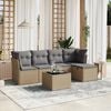 vidaXL Set Divano da Giardino 6 pz con Cuscini Beige Misto Polyrattan