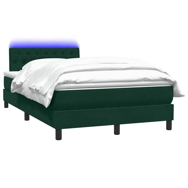 vidaXL Letto a Molle con Materasso e LED Verde Scuro 120x220 cm Velluto