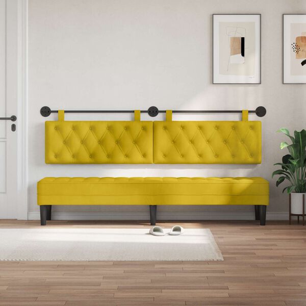 vidaXL Testata appesa Giallo 210 x 55 x 7 cm Velluto