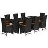 vidaXL Set da Pranzo da Giardino 9 pz con Cuscini Nero in Polyrattan