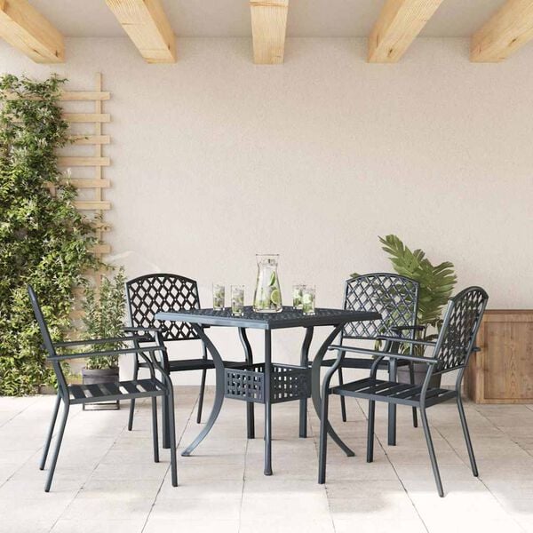 vidaXL Sedia da Giardino 4 pcs Antracite 56 x 65 x 89 cm Acciaio