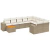 vidaXL Set Divano da Giardino 10 pz con Cuscini Beige in Polyrattan