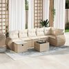 vidaXL Set Divani da Giardino 7 pz con Cuscini Beige in Polyrattan